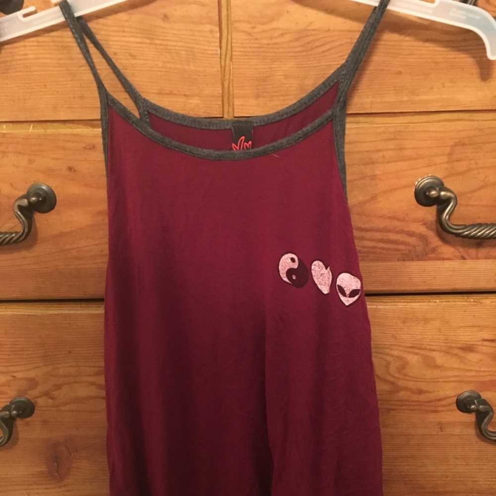 Red & grey tank top with fun design